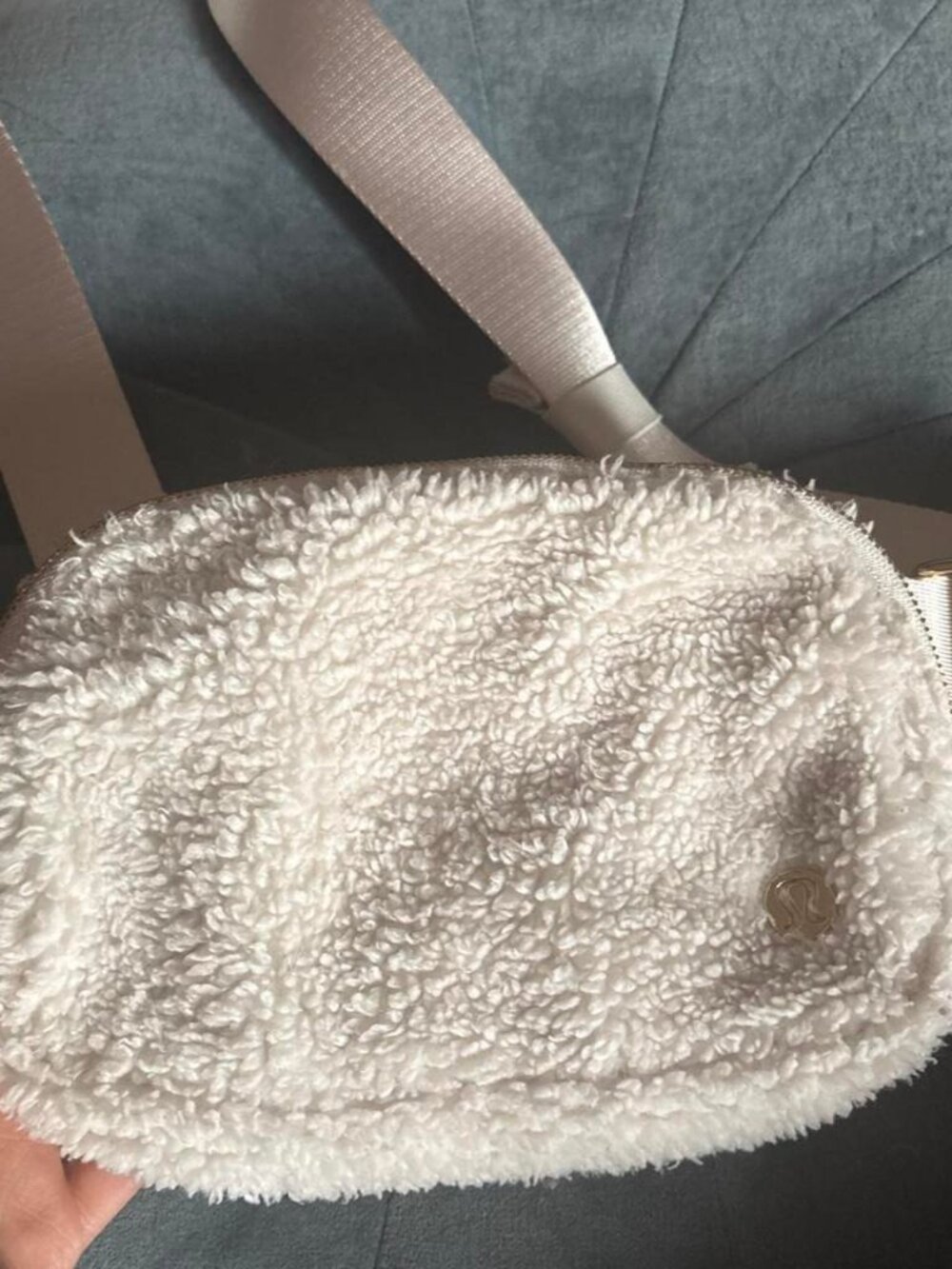 Lululemon White Fuzzy Belt bag